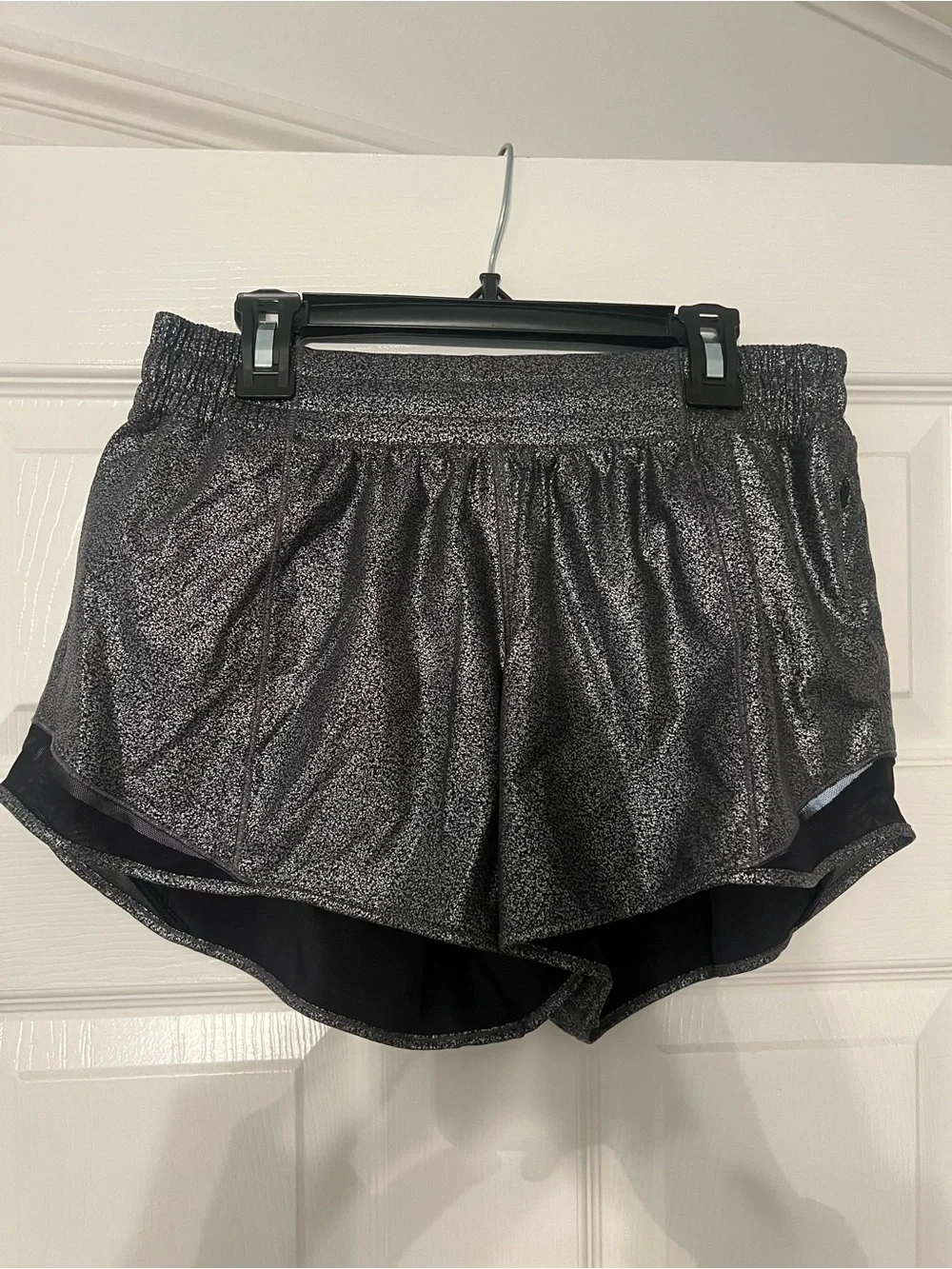 lululemon athletica Shimmer Athletic Shorts in Metallic Black